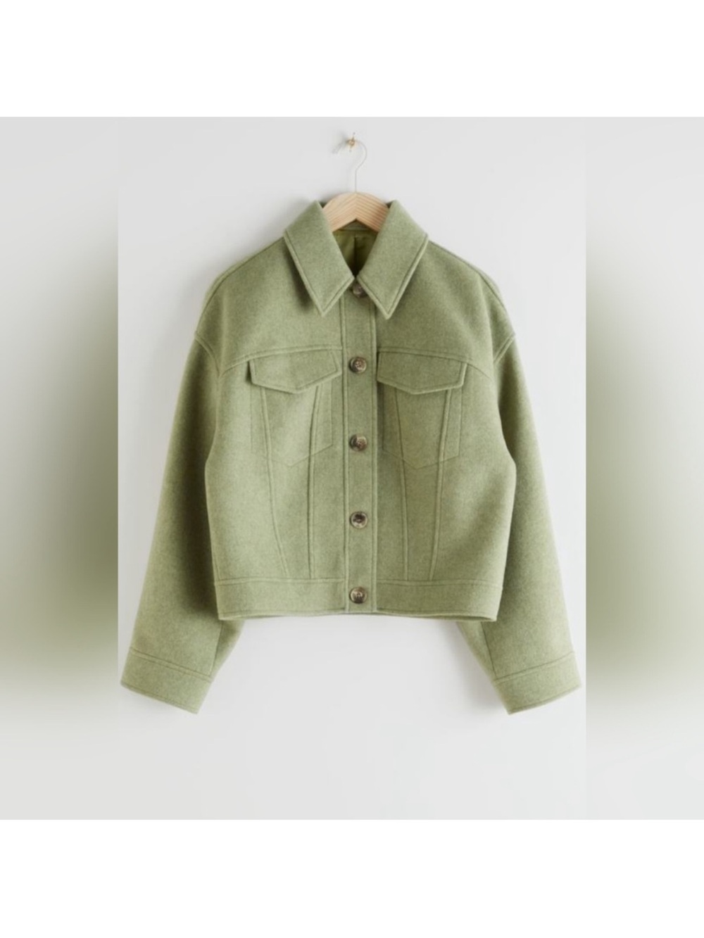 & Other Stories Cropped Olive Jacket